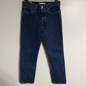Levi's Women's Wedgie Straight Fit Button Fly Dark Wash Jeans Size 28 Blue
